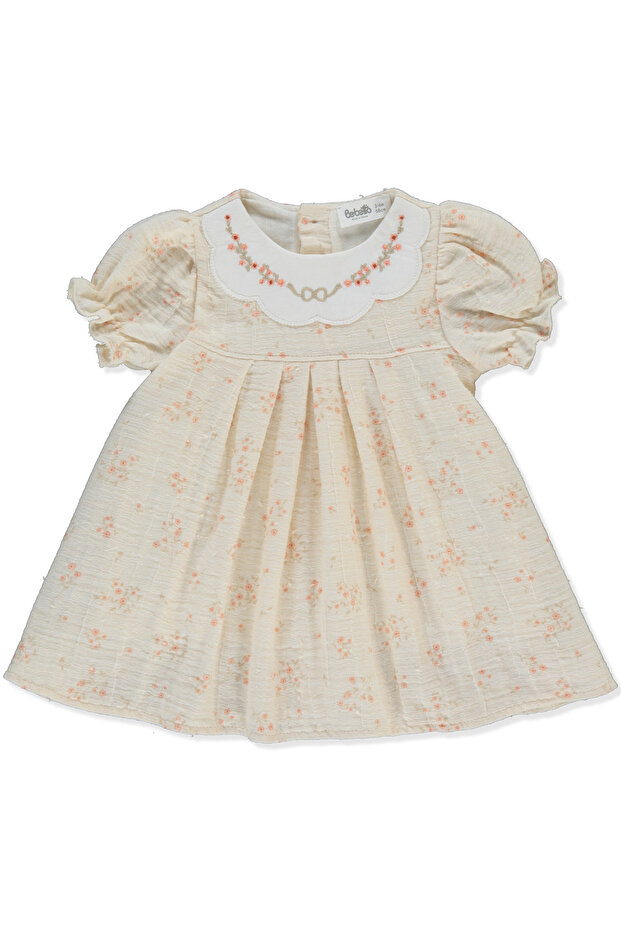 Woven Dress (Flowery) Beige