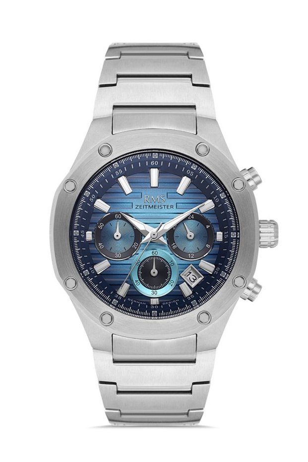 Zeitmeister Rms.1.Ag2130.13 Functions Active Crystal Glass Calendar Metallic Color Men's Wristwatch