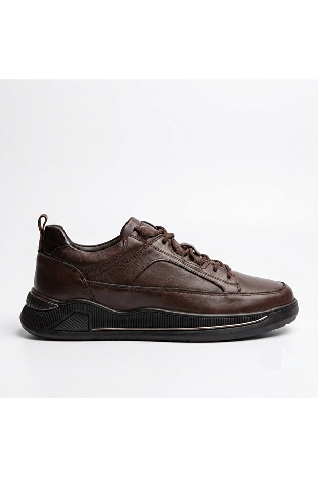 Lace-Up Leather Ribbed Model Genuine Leather Men's Casual Shoes 22516