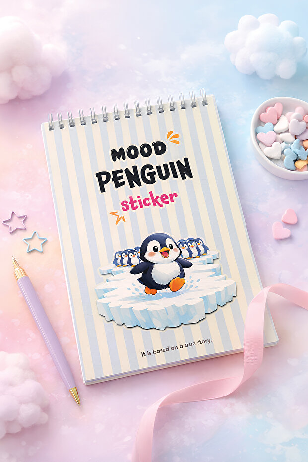 Mood Penguin Sticker Notebook Bullet Journal, Planner |   Nihilist Penguin |   Sticker Notebook