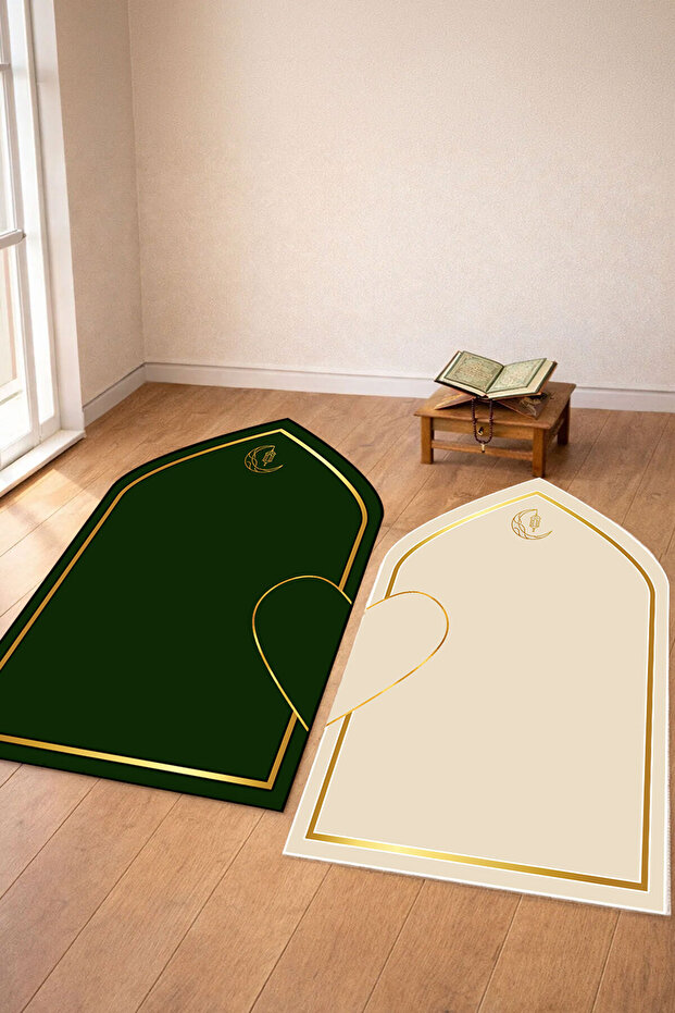 Digital Non-Knitting Soft Non-Slip Double Prayer Mat Prayer Rug Dowry Prayer Mat 2 Pieces 70X120