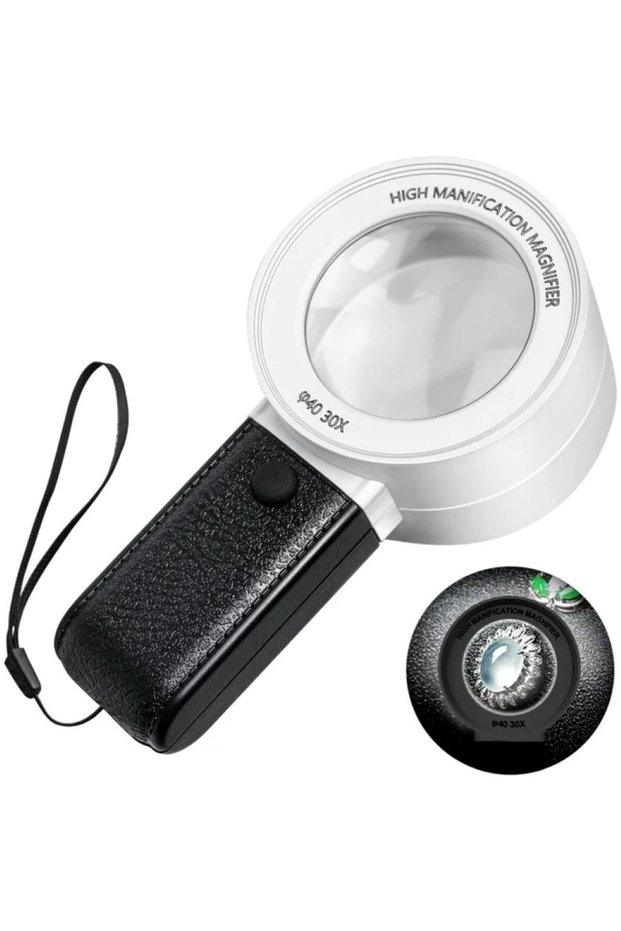 30X Uv Lighted Close Reading Handheld Magnifier Easy Portable Illuminated Jeweler Practical Magnifying Glass for Elderly