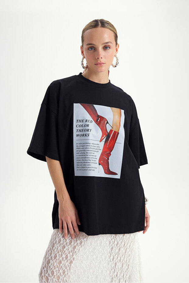 Theory Oversize Siyah T-Shirt - 4