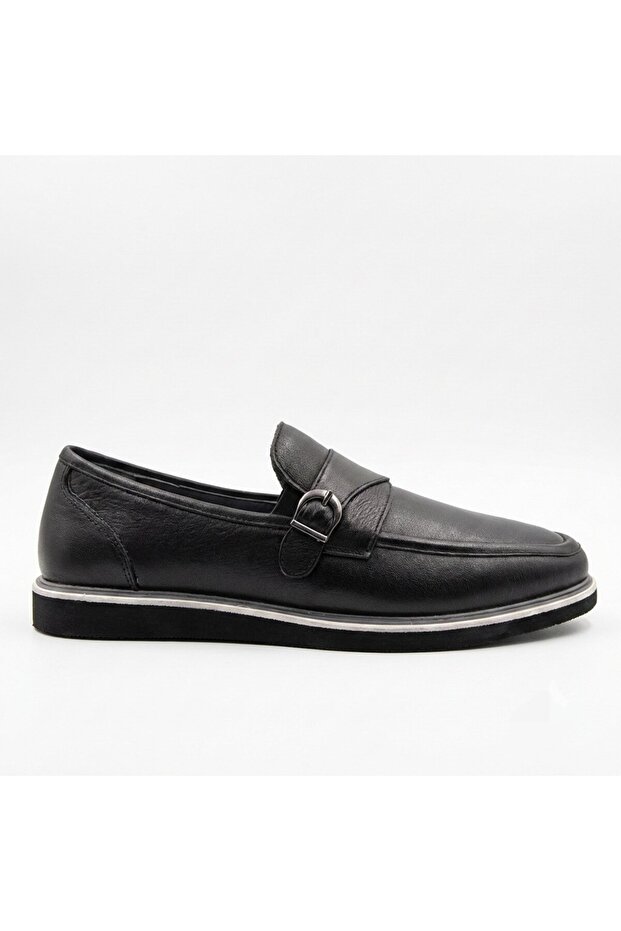 Laceless Belted Model Genuine Leather Men's Loafer Shoes 5770