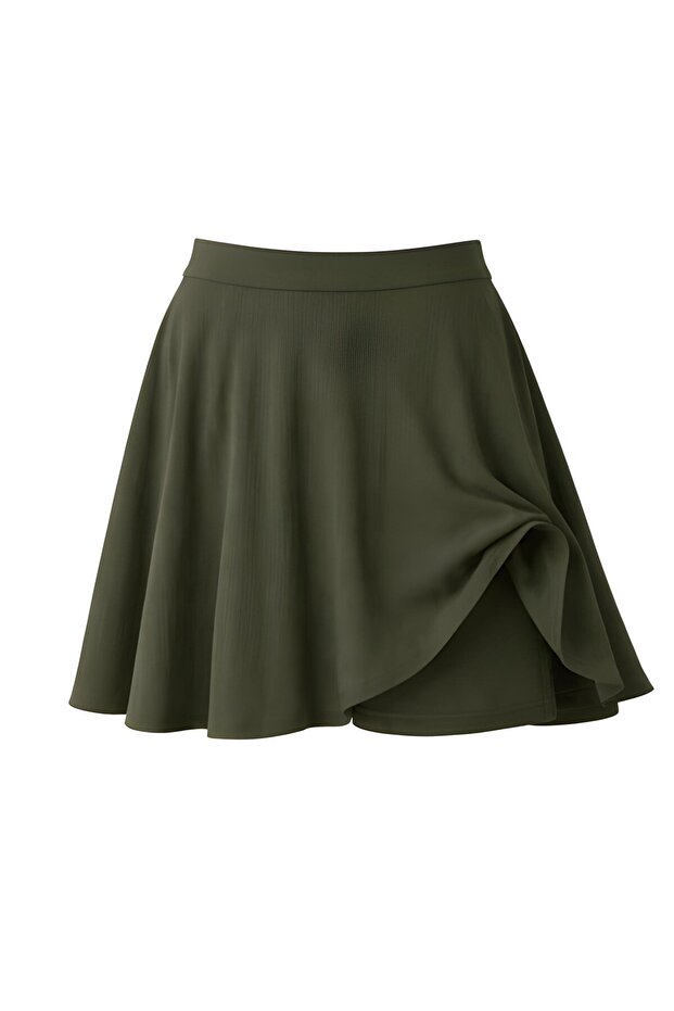 Flared Shorts Skirt Women Khaki