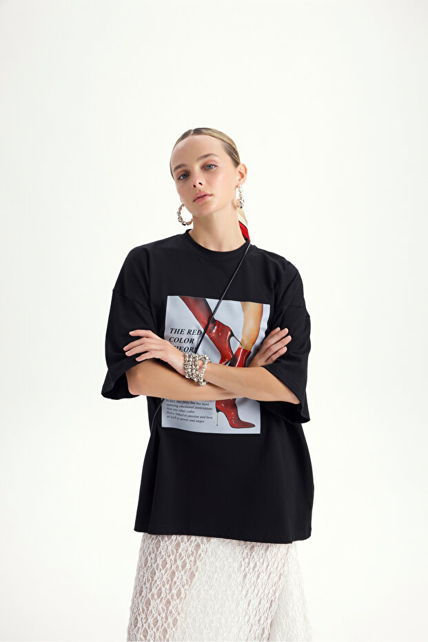 Theory Oversize Siyah T-Shirt - 6