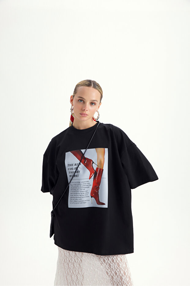 Theory Oversize Siyah T-Shirt - 7