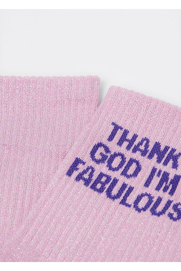 جوارب مطبوعة باللون الفضي - 3