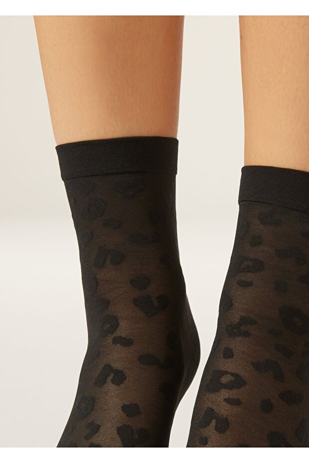 جوارب قصيرة رفيعة بنقشة الفهد - 2