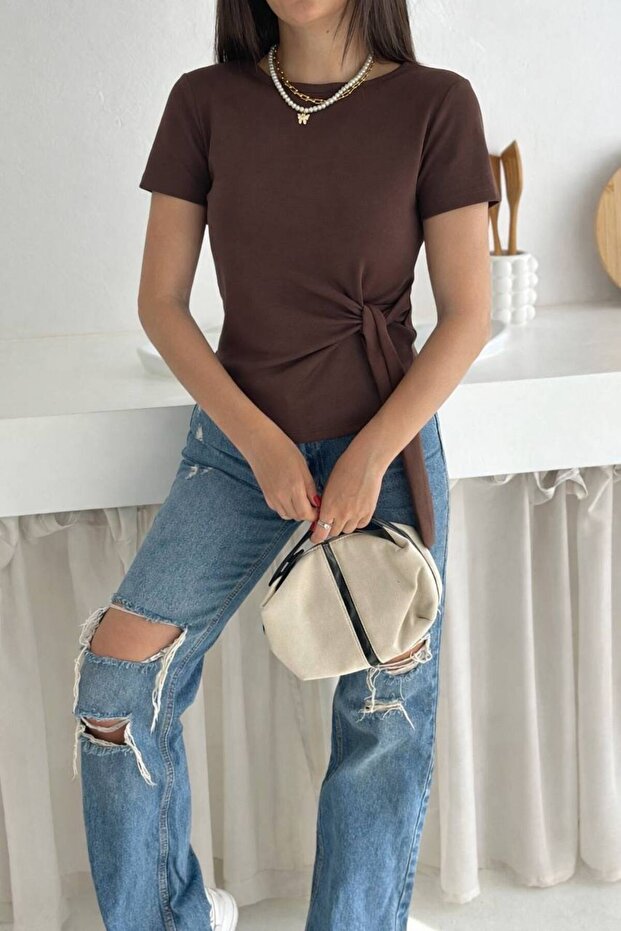 Side Tie Short Sleeve Blouse