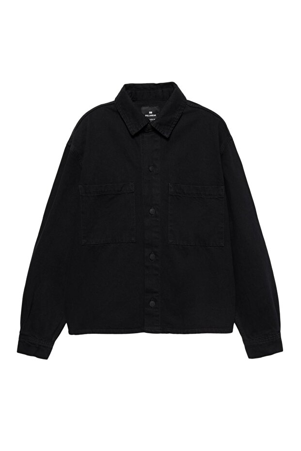 Uzun kollu denim ceket - 3