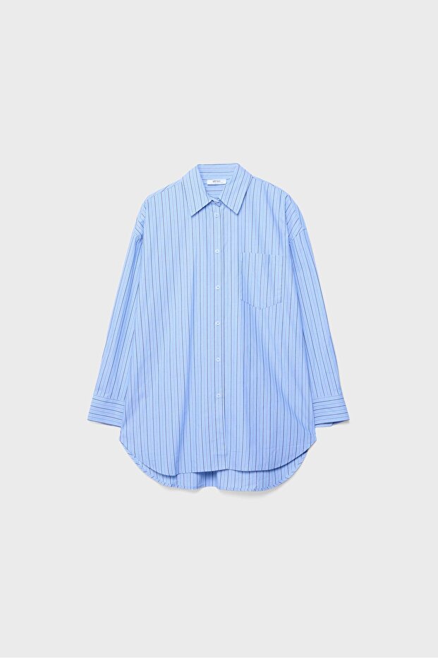 Oversize çizgili gömlek - 6