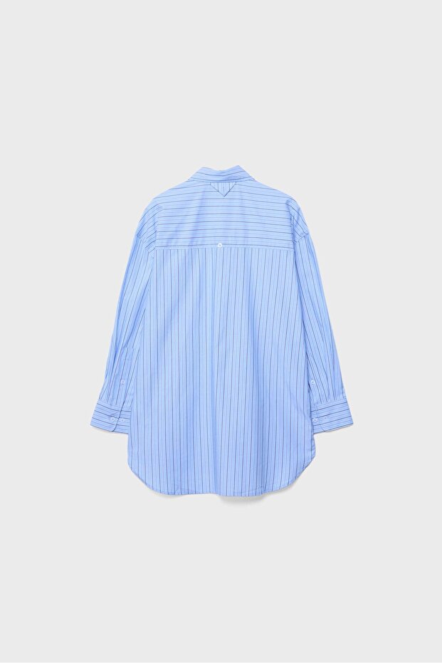 Oversize çizgili gömlek - 7