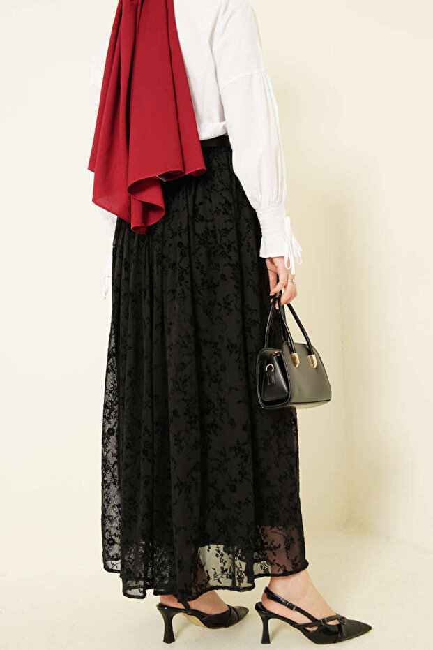 Belted Patterned Tulle Skirt - 3