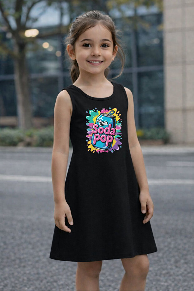 Girls' Summer Dress with Soda Pop Print