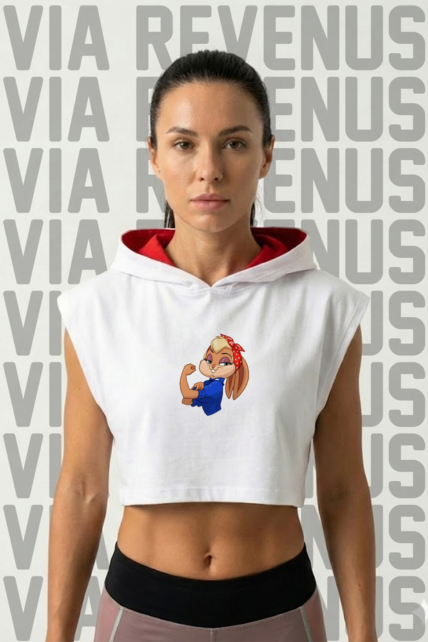 Lola Power Printed Zero Sleeve Hooded Sports Women's Crop