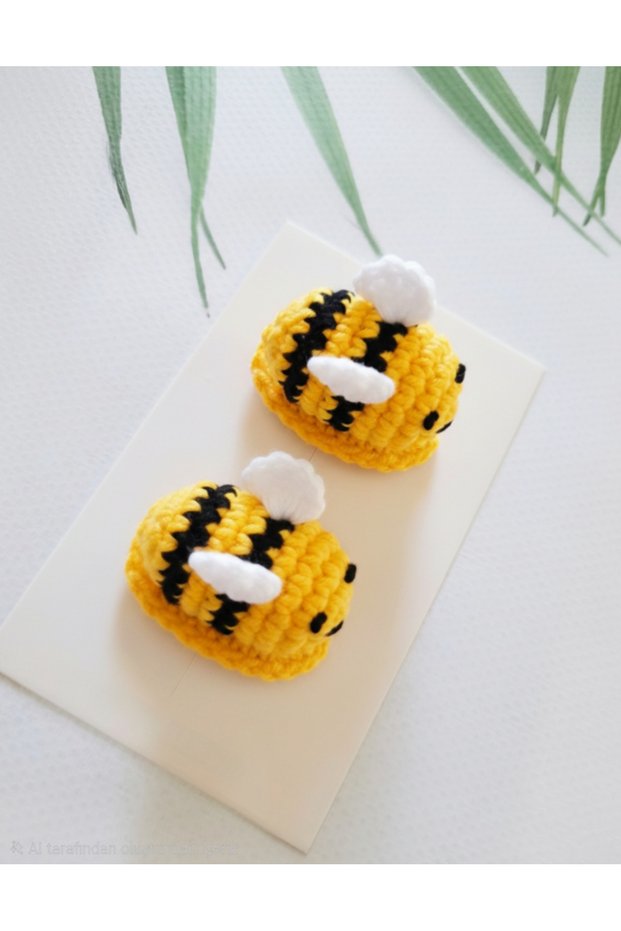 Hand Knitted Bee Amigurumi Hospital Release Gift Set of 2 Baby Hair Accessories