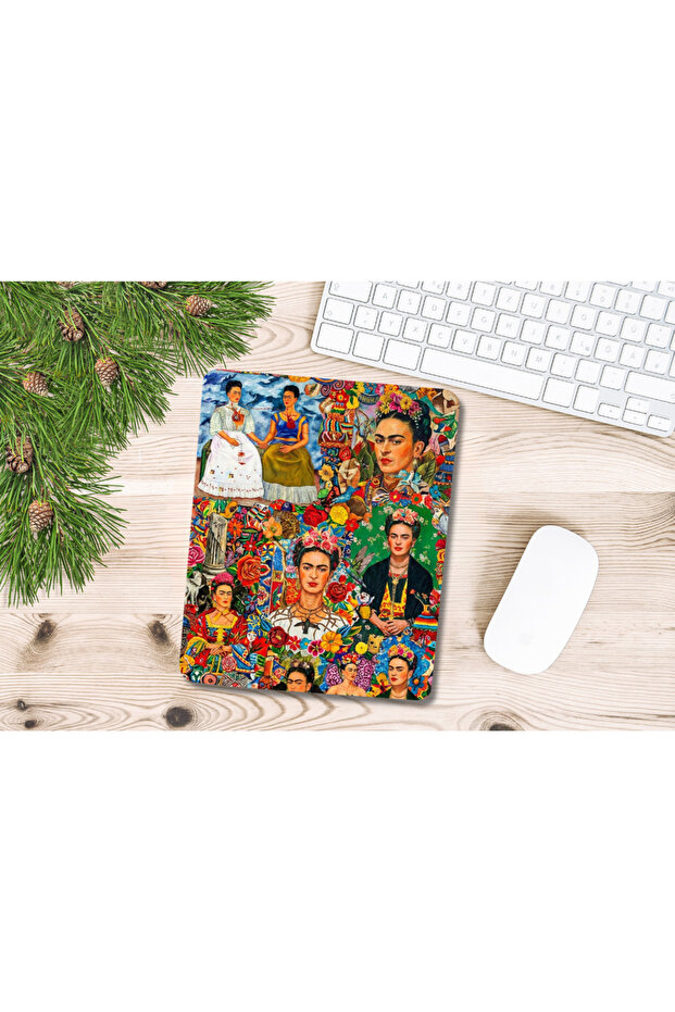 فريدا كاهلو - لوحة ماوس مستطيلة الشكل بنمط مختلط مع دعم على شكل سوار - 3