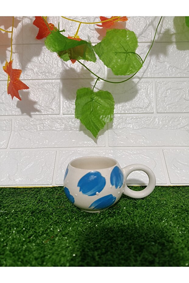 Brush Patterned Handmade Ceramic Cup - 2