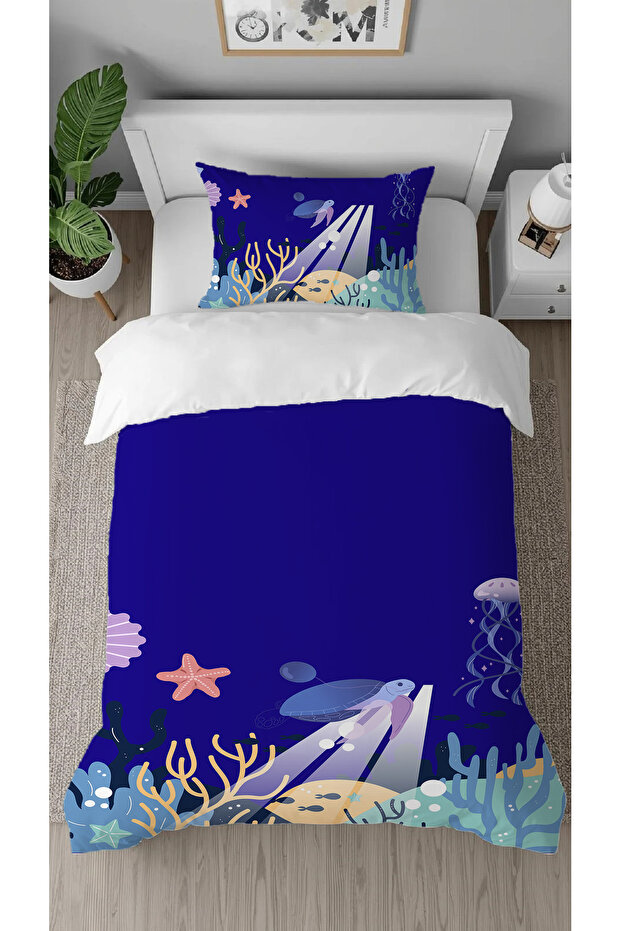 Sea Star Fish Patterned Design Digital Printed Special Design Children's Duvet Cover Set Without Sheets