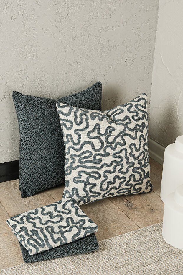 2-Piece Petrol Blue Bohemian Throw Pillow Covers