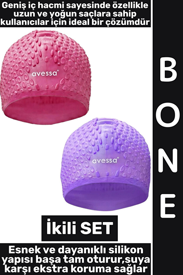 # Bone Soft Pool Sea Swimming Ear Waterproof Elastic Silicone Large Size Hair Cap Double Set