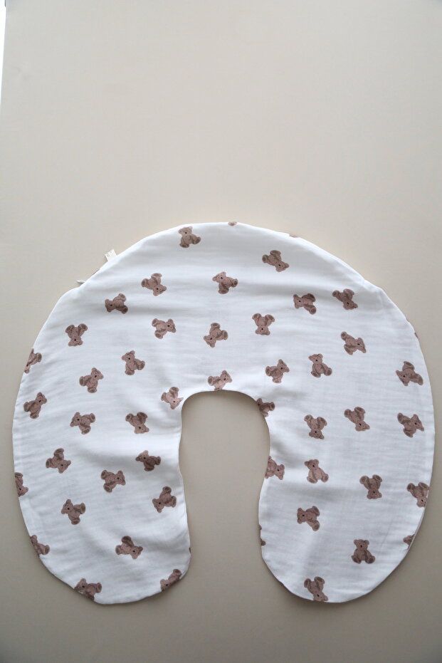 Bear Nursing Pillow Cover – Removable 100% Cotton Muslin Replacement Cover