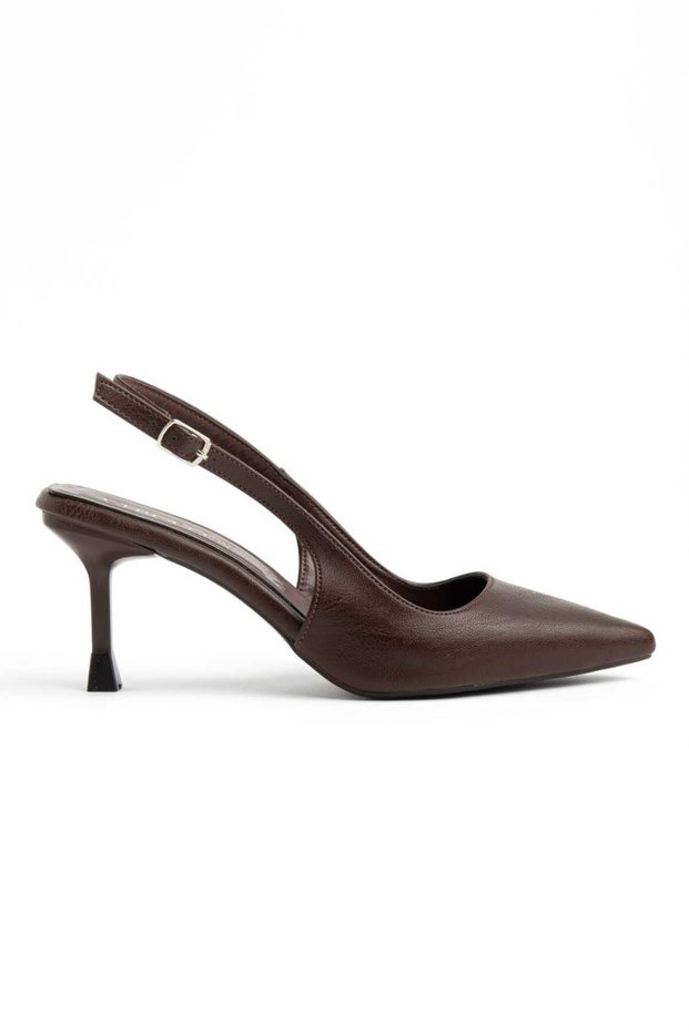 Verona Brown Leather Women's Heeled Shoes Stiletto