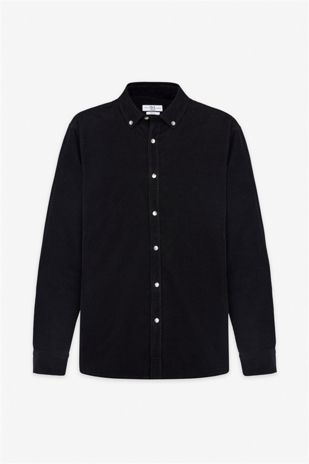 Siyah Regular Düğmeli Yaka Casual Gömlek - 7