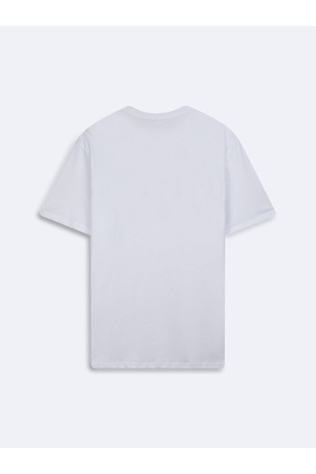 Slogan Baskılı Basic Beyaz T-shırt - 2