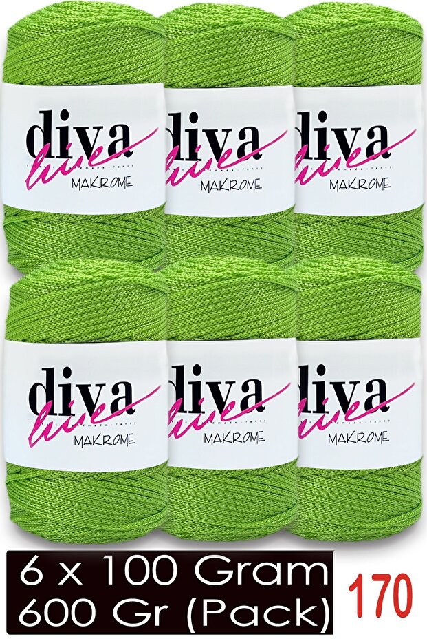 1.5 mm - 600 Gr - Polyester Macrame Bag Rope (Pack of 6) 170 Pistachio Green