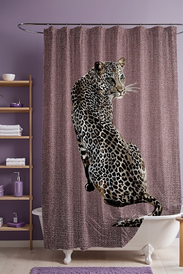Bathroom Curtain, Pink Leopard Pattern Shower Curtain, Bathtub Curtain 175X200Cm