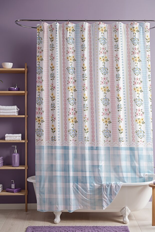 Bathroom Curtain, Ice Blue Broken Cloud Patterned Shower Curtain, Bathtub Curtain 175X200Cm