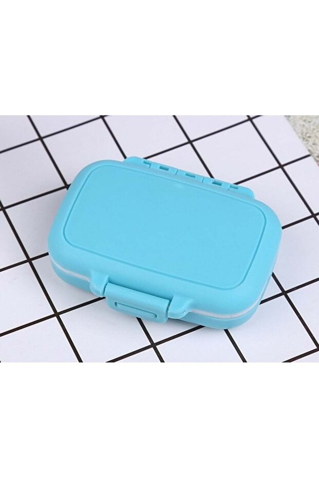 Small size, three-compartment medicine case - blue
