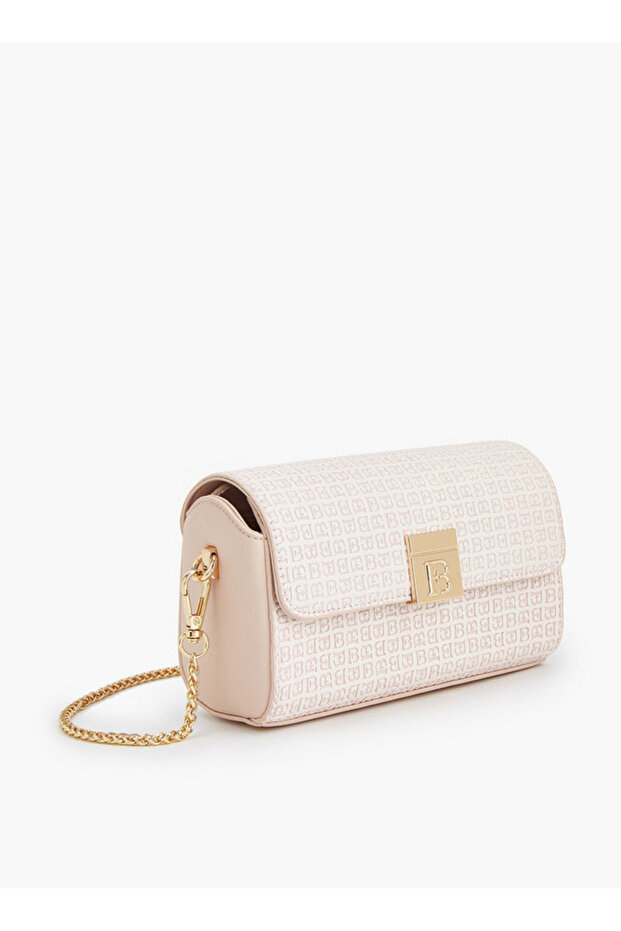 Monogram Print Crossbody Bag with Chain Strap