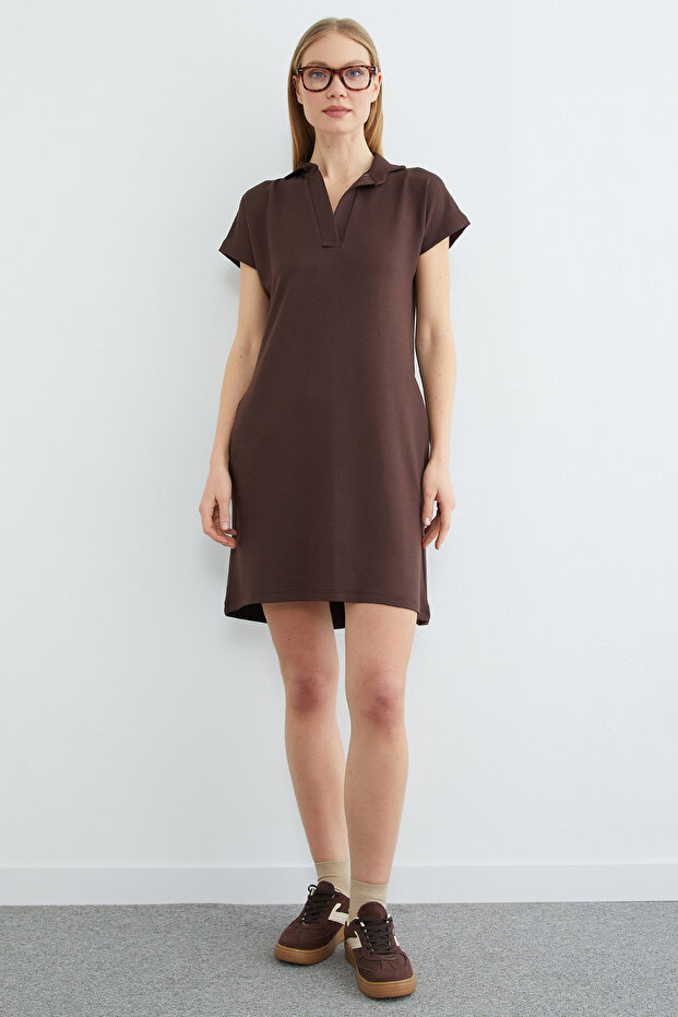 Basic Polo Yaka Cepli Mini Boy Elbise - 3