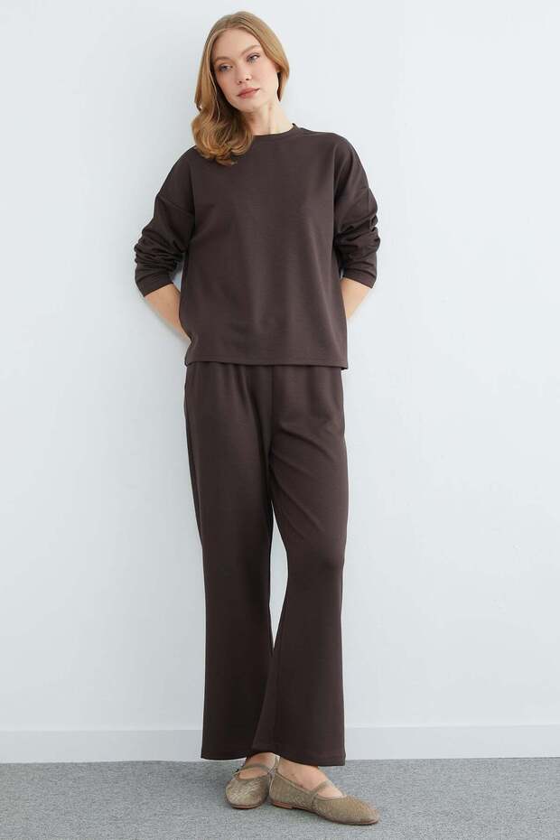 طقم مودال أساسي بأكمام طويلة مكون من قطعتين - 2