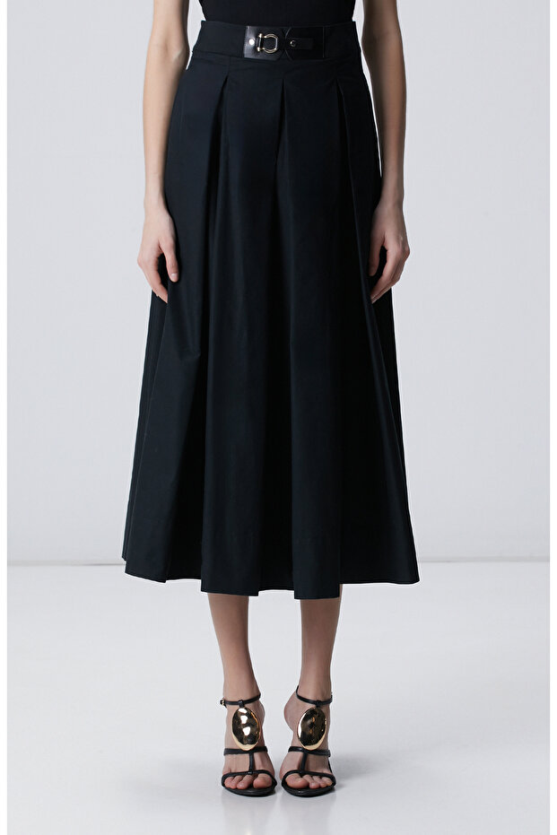 Siyah Poplin Etek - 2