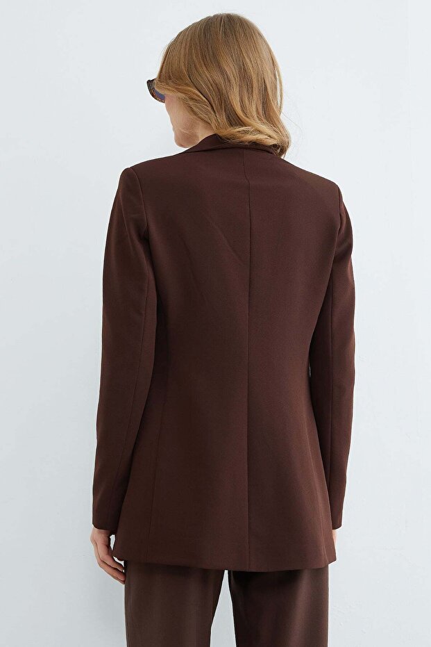 Basic Tek Düğmeli Blazer Ceket - 8