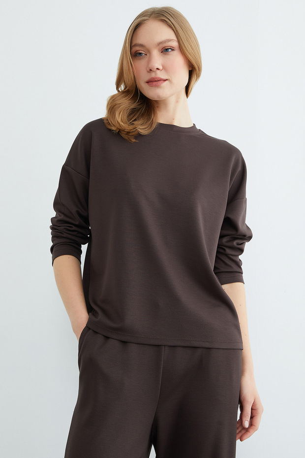 طقم مودال أساسي بأكمام طويلة مكون من قطعتين - 4