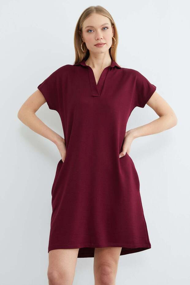 Basic Polo Yaka Cepli Mini Boy Elbise - 6