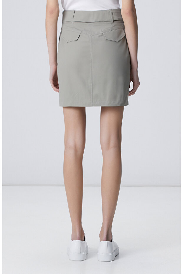 Açık Haki Mini Etek - 4