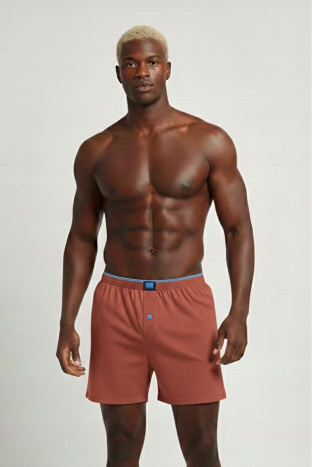Men's 3-Piece Front Button Combed Cotton Solid Color Boxers - 3