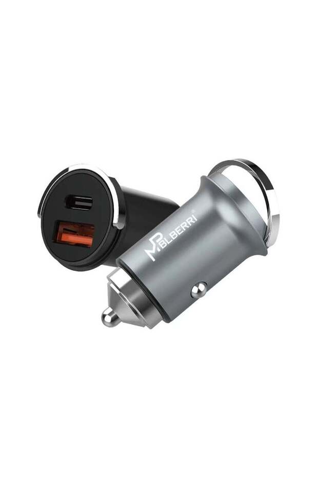 Premium Quality PD Car Charger, 30W, with Type-C to Type-C Cable, Fast Charging, Grey