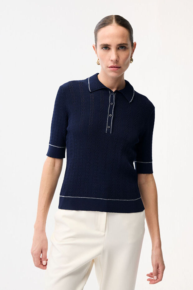 Erkek Yaka Triko Bluz - 4