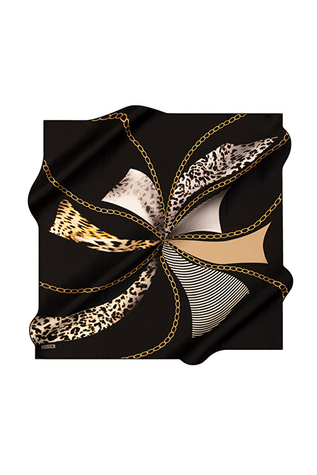 Gold 90X90 Silk Crepe Satin Scarf
