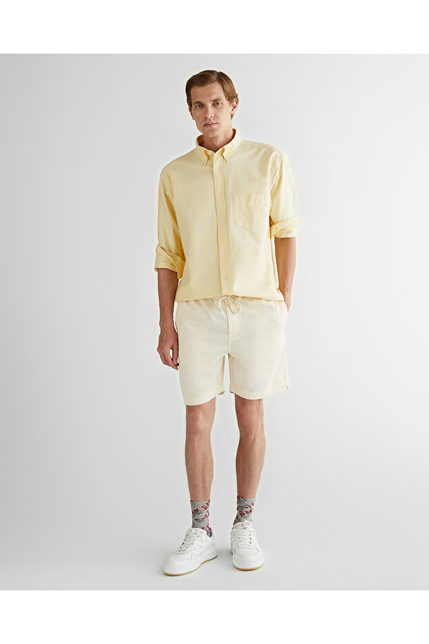 Erkek Krem Regular Fit Şort - 1