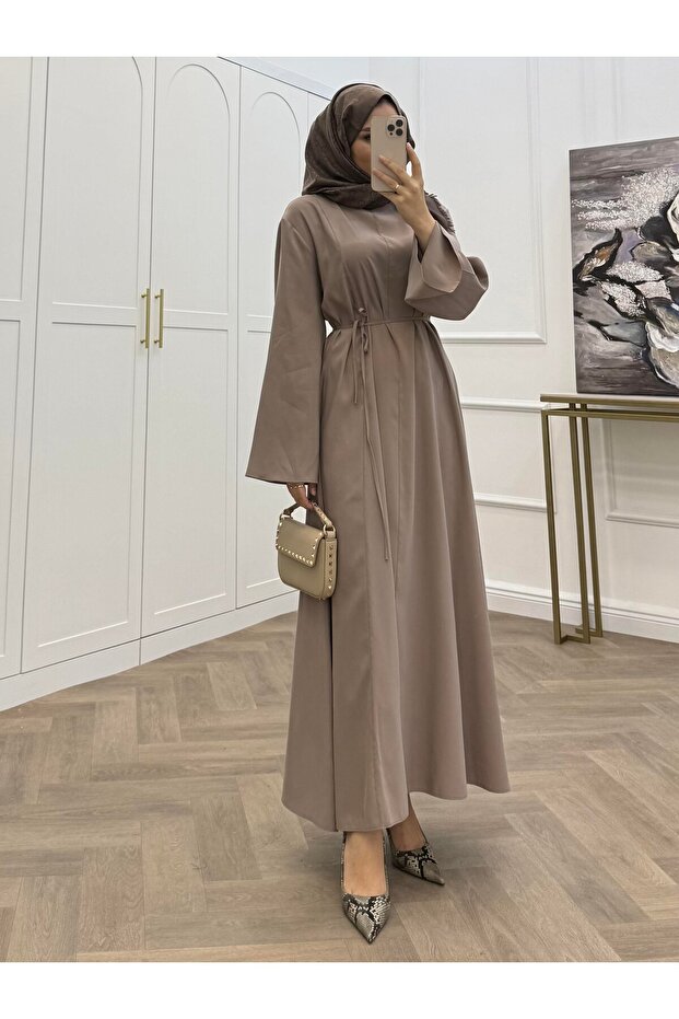 BASİC KUŞAKLI MODAL ELBİSE - 1