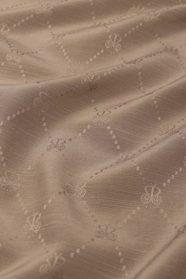 Latte Monogram Pattern Silk Cotton Scarf - 2