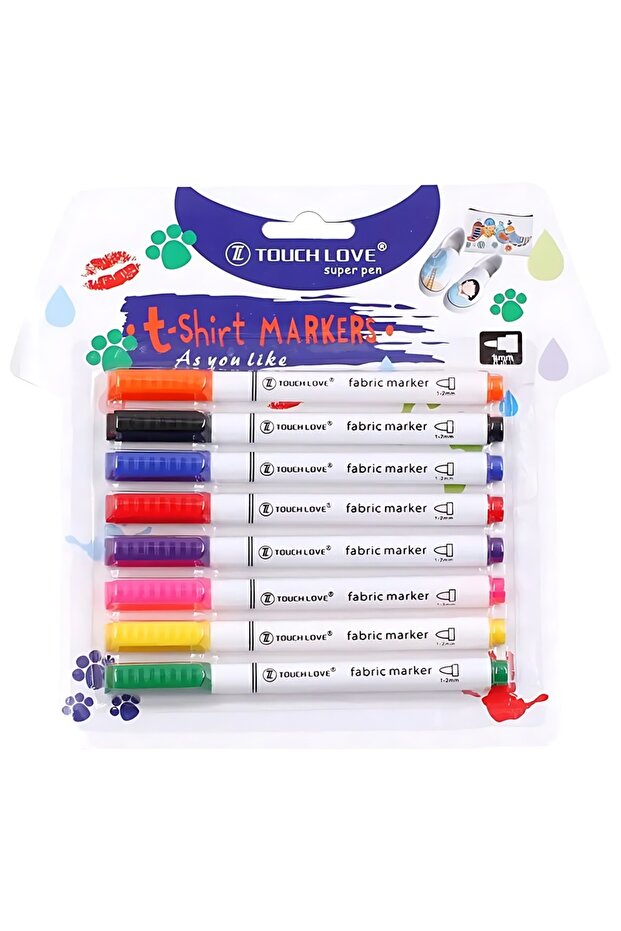 8pcs 8-Piece Vibrant Waterproof Fabric & Textile Marker Set – Perfect for Customizing T-Shirts, Shoe